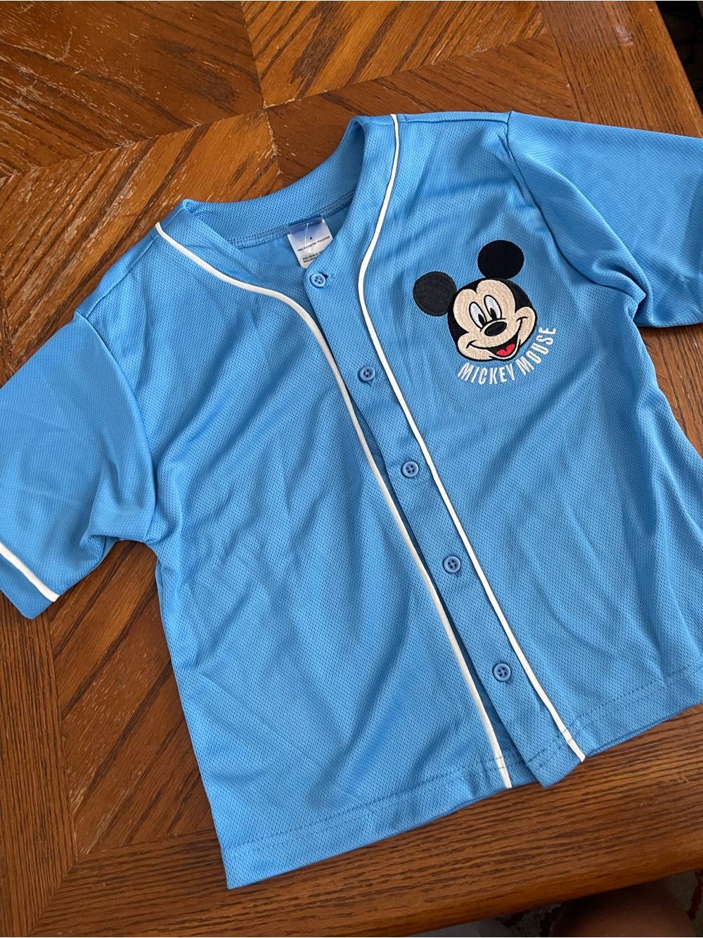 Disney Blue Mickey Mouse Button-Front Kids Shirt